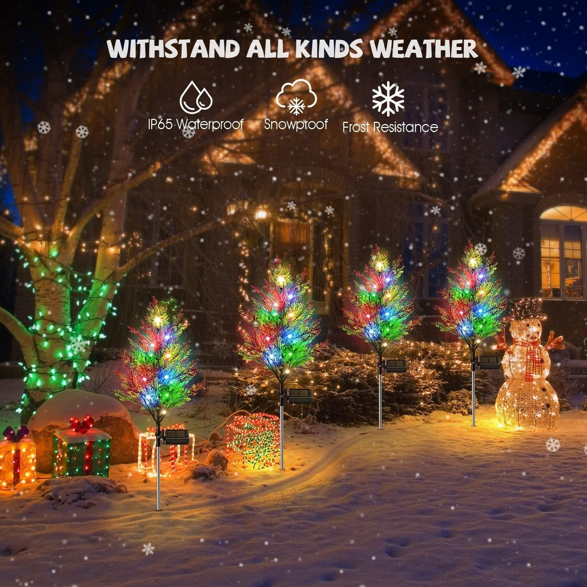 Solar panel on outdoor cypress tree light
