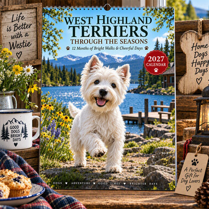 🎄 50% OFF – West Highland Terrier 2027 Wall Calendar – 12 Months of Adorable Westies