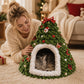🎄 50% OFF – Cozy Christmas Tree Cat Cave – Festive Felt Hideaway for Cats