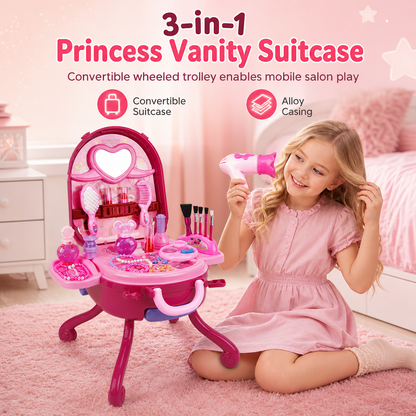 🎀 50% OFF – Kids' Pretend Makeup Vanity Suitcase | Portable Dress-Up Beauty Play Set