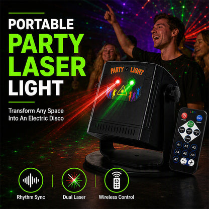 🥳 50% OFF – Rechargeable Party Laser Light | 68 Dynamic Patterns, Music Sync & Remote Control✨
