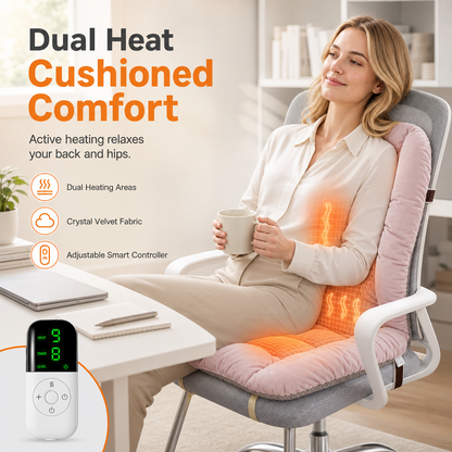 🎅 50% OFF – Plush Heated Seat Cushion with Backrest ✨| Thick Winter Chair Warmer for Home & Office charm-cart
