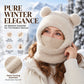 🧸 50% OFF ❄️ Women's 3-in-1 Teddy Fleece Winter Hood – Hat, Scarf & Face Cover in One