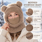 🧸 50% OFF ❄️ Women's 3-in-1 Teddy Fleece Winter Hood – Hat, Scarf & Face Cover in One