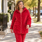 🧸 50% OFF ✨ Women's Plush Cable-Knit Lounge Set – Zip-Up Hooded Jacket & Matching Trousers