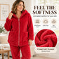 🧸 50% OFF ✨ Women's Plush Cable-Knit Lounge Set – Zip-Up Hooded Jacket & Matching Trousers