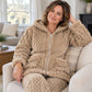 🧸 50% OFF ✨ Women's Plush Cable-Knit Lounge Set – Zip-Up Hooded Jacket & Matching Trousers