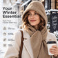 🧣 50% OFF ❄️ Women's 2-in-1 Thermal Knit Hooded Scarf – Cosy Winter Hat & Scarf Combo