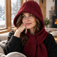 🧣 50% OFF ❄️ Women's 2-in-1 Thermal Knit Hooded Scarf – Cosy Winter Hat & Scarf Combo