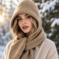 🧣 50% OFF ❄️ Women's 2-in-1 Thermal Knit Hooded Scarf – Cosy Winter Hat & Scarf Combo