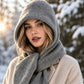 🧣 50% OFF ❄️ Women's 2-in-1 Thermal Knit Hooded Scarf – Cosy Winter Hat & Scarf Combo
