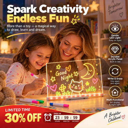 🥳2026 HOT SALE🥳🎨 50% OFF | Kids LED Erasable Drawing Board – Reusable Acrylic Night Light